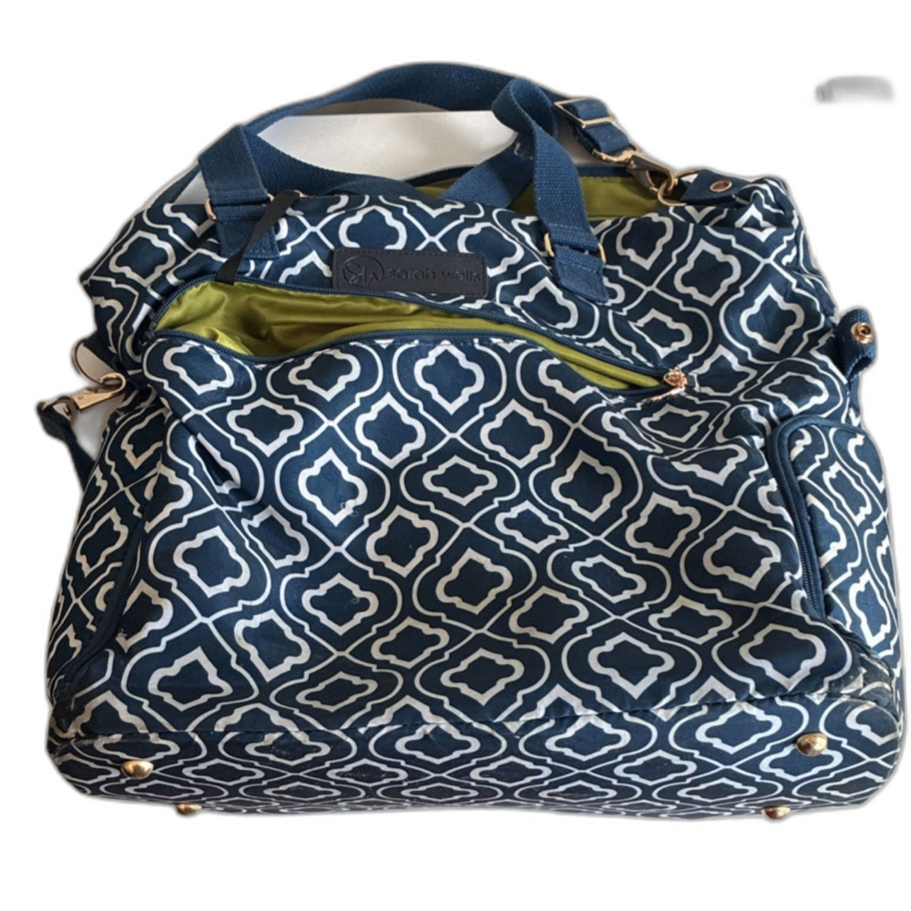 Sarah Wells Lizzy Blue/White Geometric Pumping Bag